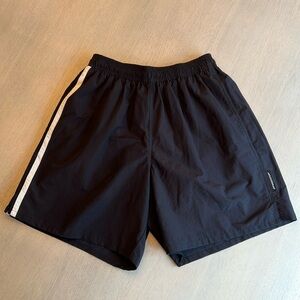 Vintage Men’s Speedo‎ Double Stripe Lined Black White Swim Trunks Size Medium